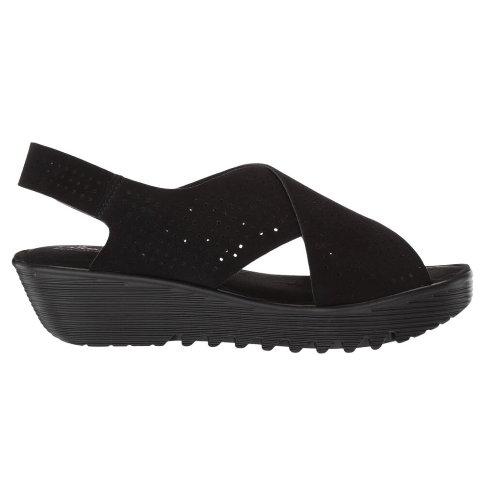 Skechers Parallel-Plot Square Peep Toe Sling back Wedge leather Sandal Women 9